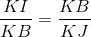 \frac{KI}{KB}=\frac{KB}{KJ}