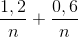 \frac{1,2}{n} + \frac{0,6}{n}
