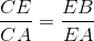 \frac{CE}{CA}=\frac{EB}{EA}