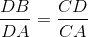 \frac{DB}{DA}=\frac{CD}{CA}