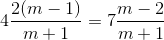 4\frac{2(m-1)}{m+1}=7\frac{m-2}{m+1}