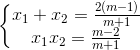 \left\{\begin{matrix} x_{1}+x_{2}=\frac{2(m-1)}{m+1}\\ x_{1}x_{2}=\frac{m-2}{m+1} \end{matrix}\right.