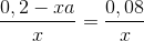 \frac{0,2 - xa}{x} = \frac{0,08}{x}