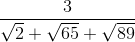 \frac{3}{\sqrt{2}+\sqrt{65}+\sqrt{89}}