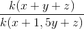 \frac{k(x + y + z)}{k(x + 1,5y+ z)}