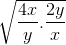 \sqrt{\frac{4x}{y} . \frac{2y}{x}}
