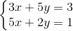 \left\{\begin{matrix} 3x+5y=3\\ 5x+2y=1 \end{matrix}\right.