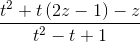 \frace_{t^2} + t\left( {2z - 1} \right) - ze_{t^2} - t + 1