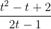 \frace_{t^2} - t + 2e_2t - 1
