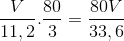 \frac{V}{11,2}.\frac{80}{3}= \frac{80V}{33,6}