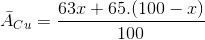 \bar{A}_{Cu}=\frac{63x+65.(100-x)}{100}