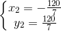 \left\{\begin{matrix} x_{2}=-\frac{120}{7}\\ y_{2}=\frac{120}{7} \end{matrix}\right.