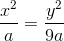 \frac{x^{2}}{a}=\frac{y^{2}}{9a}