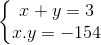 \left\{\begin{matrix} x+y=3\\ x.y=-154 \end{matrix}\right.