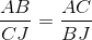 \frac{AB}{CJ}=\frac{AC}{BJ}