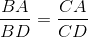 \frac{BA}{BD}=\frac{CA}{CD}