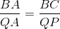 \frac{BA}{QA}=\frac{BC}{QP}