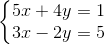 \left\{\begin{matrix} 5x+4y=1\\ 3x-2y=5 \end{matrix}\right.