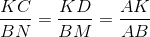 \frac{KC}{BN}=\frac{KD}{BM}=\frac{AK}{AB}
