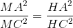 \frac{MA^{2}}{MC^{2}}=\frac{HA^{2}}{HC^{2}}