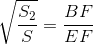 \sqrt{\frac{S_{2}}{S}}=\frac{BF}{EF}