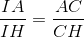 \frac{IA}{IH}=\frac{AC}{CH}