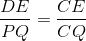 \frac{DE}{PQ}=\frac{CE}{CQ}