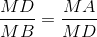 \frac{MD}{MB}=\frac{MA}{MD}