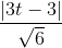 \frac{|3t-3|}{\sqrt{6}}