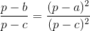 \frac{p - b}{p - c} = \frac{(p - a)^2}{(p - c)^2}