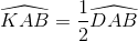 \widehat{KAB} = \frac{1}{2}\widehat{DAB}