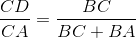 \frac{CD}{CA} = \frac{BC}{BC + BA}