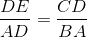 \frac{DE}{AD} = \frac{CD}{BA}
