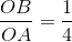 \frac{OB}{OA}=\frac{1}{4}