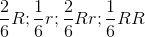 \frac{2}{6}R;\frac{1}{6}r;\frac{2}{6}Rr;\frac{1}{6}RR
