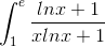 \int_{1}^{e}\frac{lnx + 1}{xlnx + 1}\,