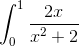 \int_{0}^{1}\frac{2x}{x^2 + 2}\,