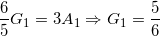 \small \frac{6}{5}G_{1}=3A_{1}\Rightarrow G_{1}=\frac{5}{6}