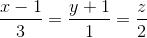 \frac{x-1}{3}=\frac{y+1}{1}=\frac{z}{2}