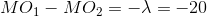 MO_{1} - MO_{2} = -\lambda = -20