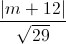 \frac{|m+12|}{\sqrt{29}}