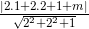 \inline \frac{|2.1+2.2+1+m|}{\sqrt{2^{2}+2^{2}+1}}