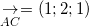 \small \underset{AC}{\rightarrow}=(1;2;1)