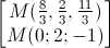 \begin{bmatrix}M(\frac{8}{3},\frac{2}{3},\frac{11}{3})\\M(0;2;-1)\end{bmatrix}