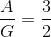 \frac{A}{G}= \frac{3}{2}