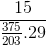 \frac{15}{\frac{375}{203}.29}