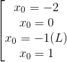 \left [ \begin{matrix} x_{0}=-2 & \\ x_{0}=0& \\ x_{0}=-1 (L)& \\ x_{0}=1& \end{matrix}