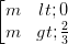 \dpi{100} \left [ \begin{matrix} m<0 & \\ m> \frac{2}{3} & \end{matrix}