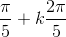 \frac{\pi}{5}+k\frac{2\pi}{5}