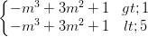 \dpi{100} \left\{\begin{matrix} -m^{3}+3m^{2}+1>1 & \\ -m^{3}+3m^{2}+1<5 & \end{matrix}\right.